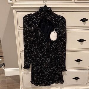 Runaway Black Long Sleeve Polka Dot Dress